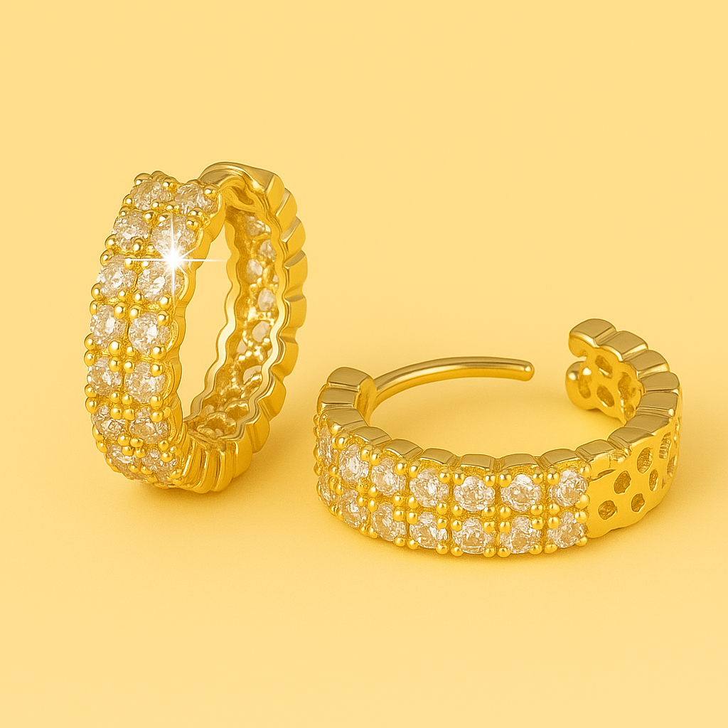Chic double row crystal inlay earrings