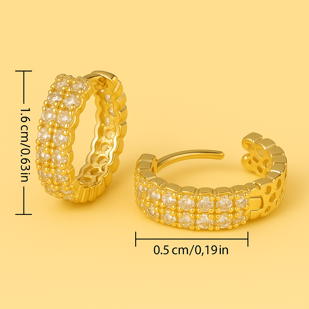 Chic double row crystal inlay earrings