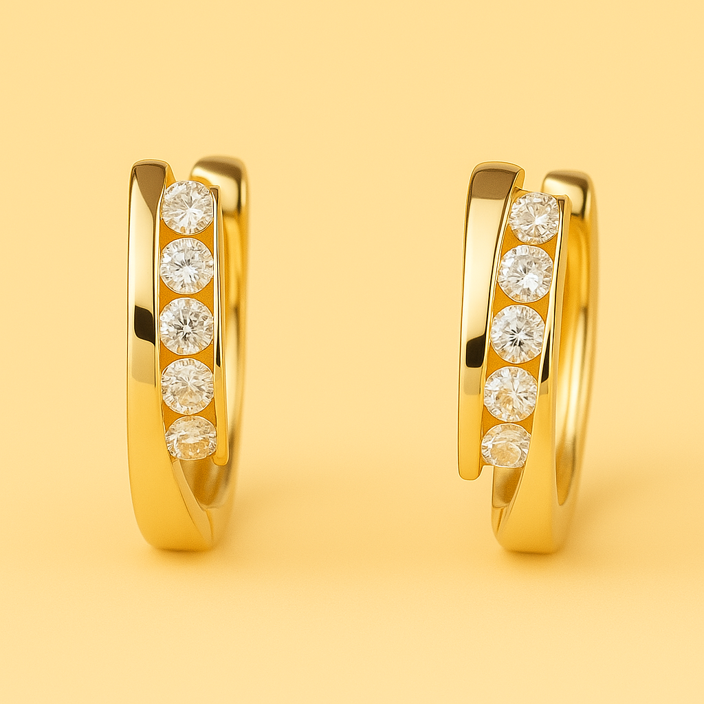 Luxurious hoop earrings inlaid with zirconia