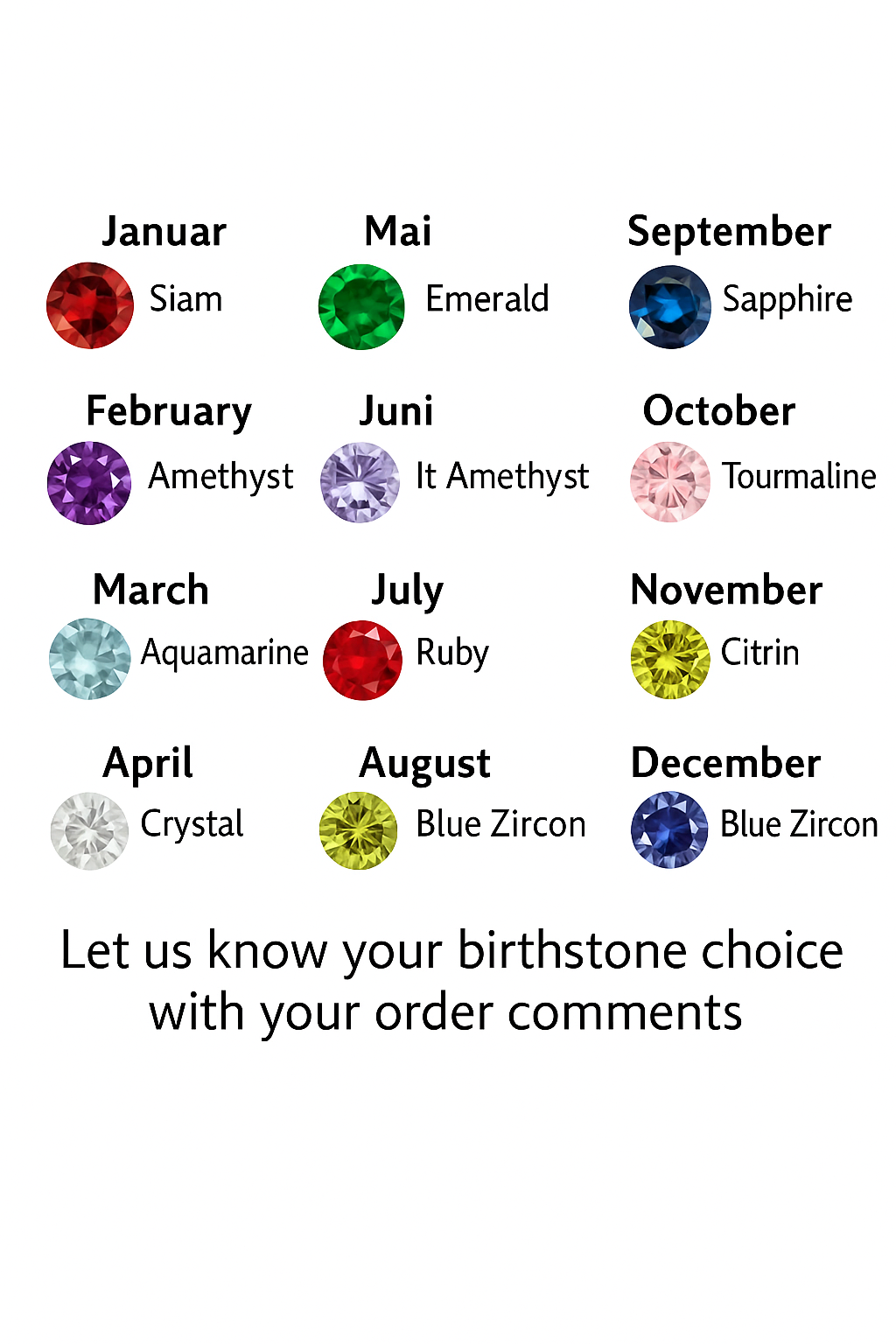 Birthstone moon pendant - Elegant gemstone necklace for you