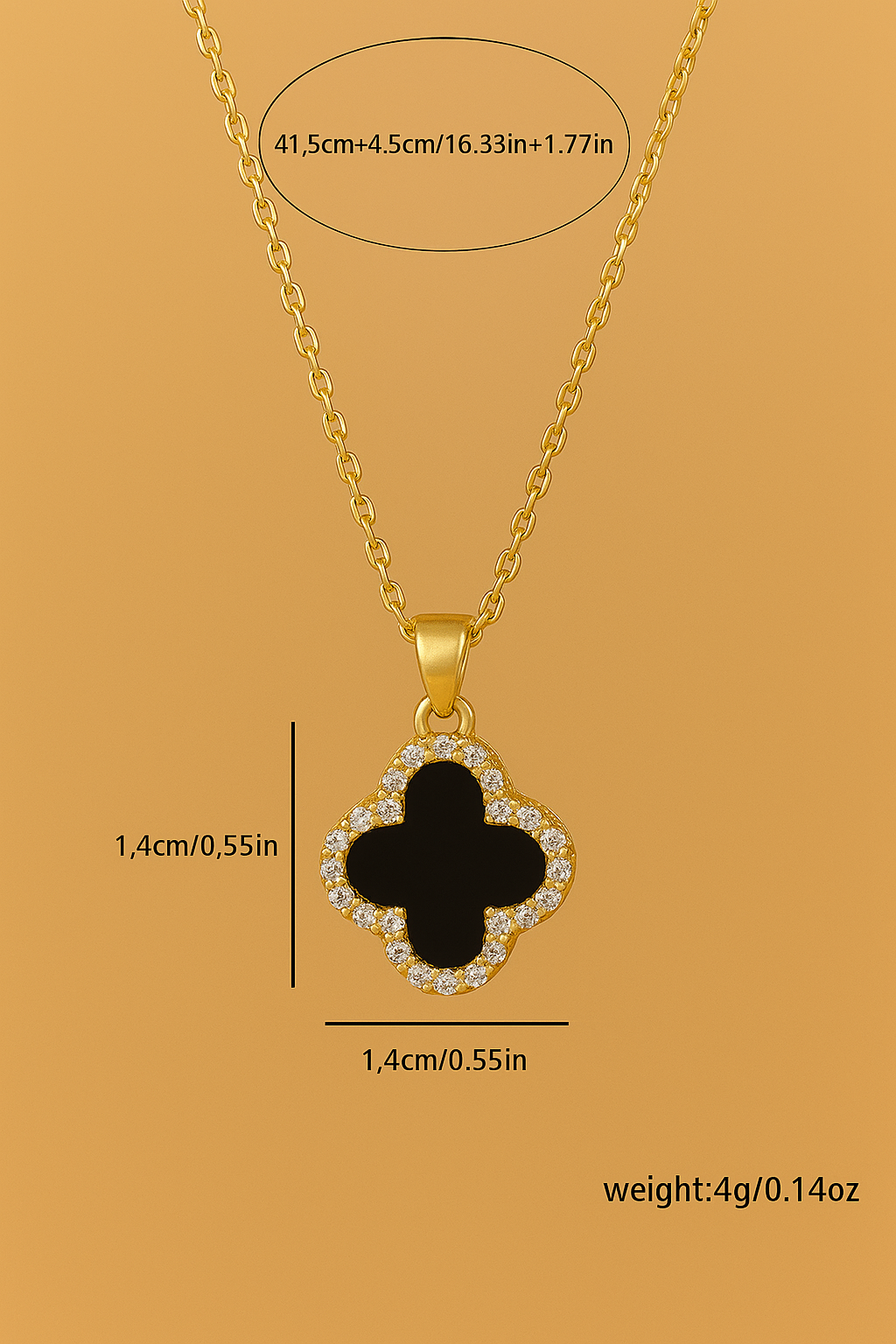 Gold-colored shamrock pendant necklace for women