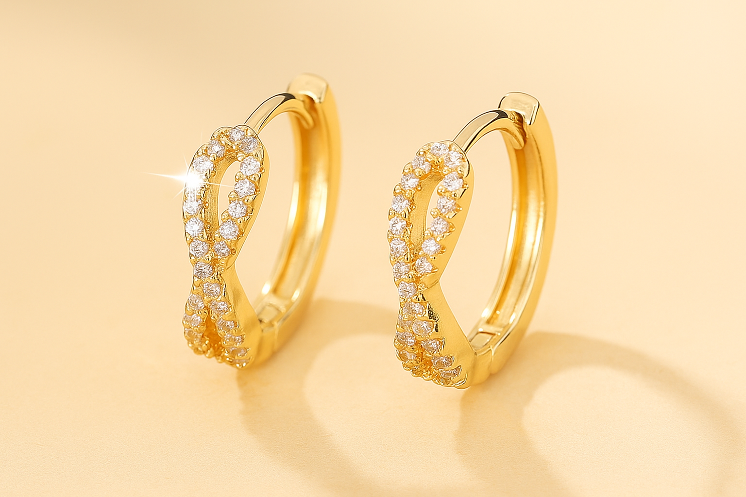 Elegant loop earrings with sparkling zirconia