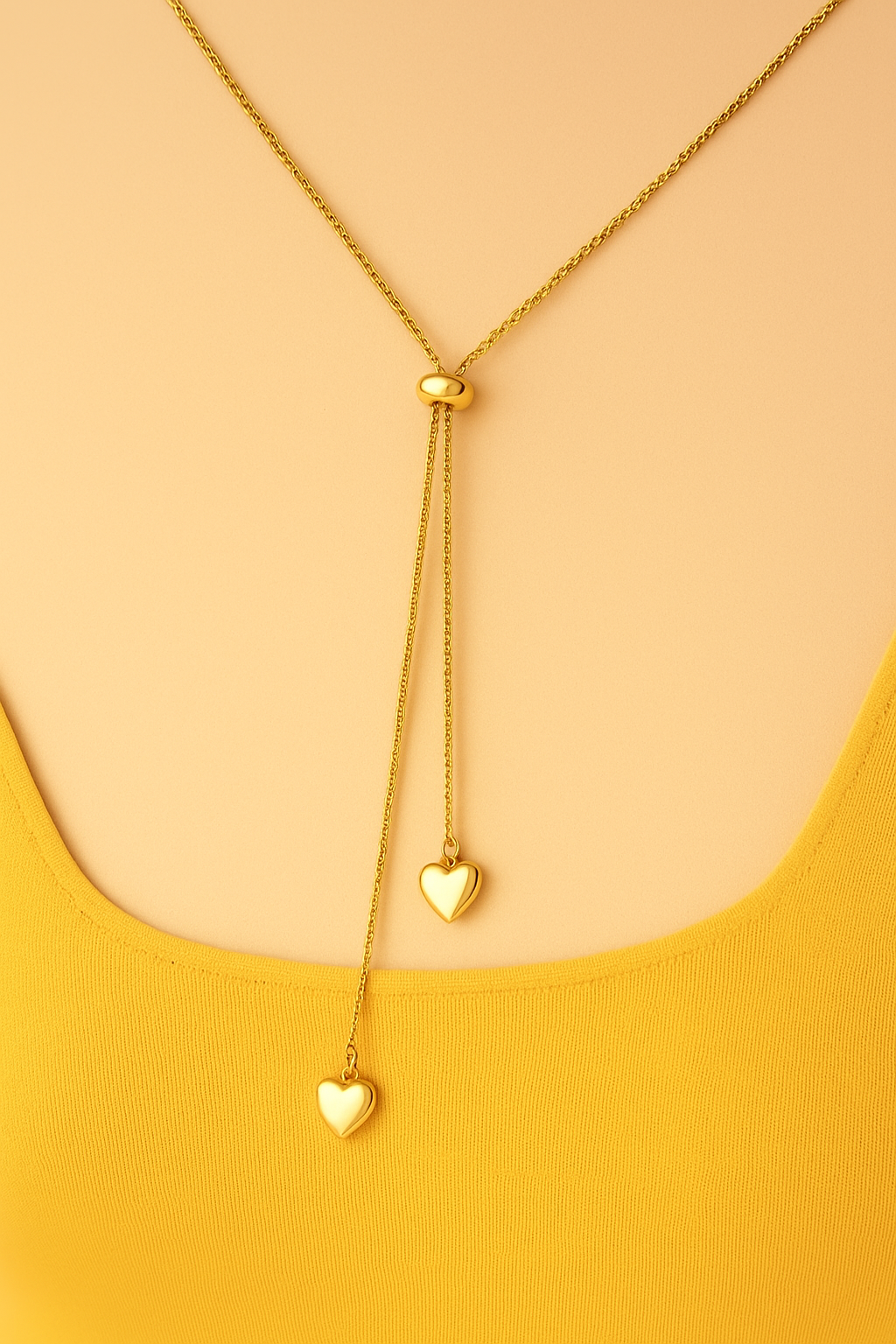 Adjustable 18K Gold-plated Heart Shaped Pendant Necklace for Women