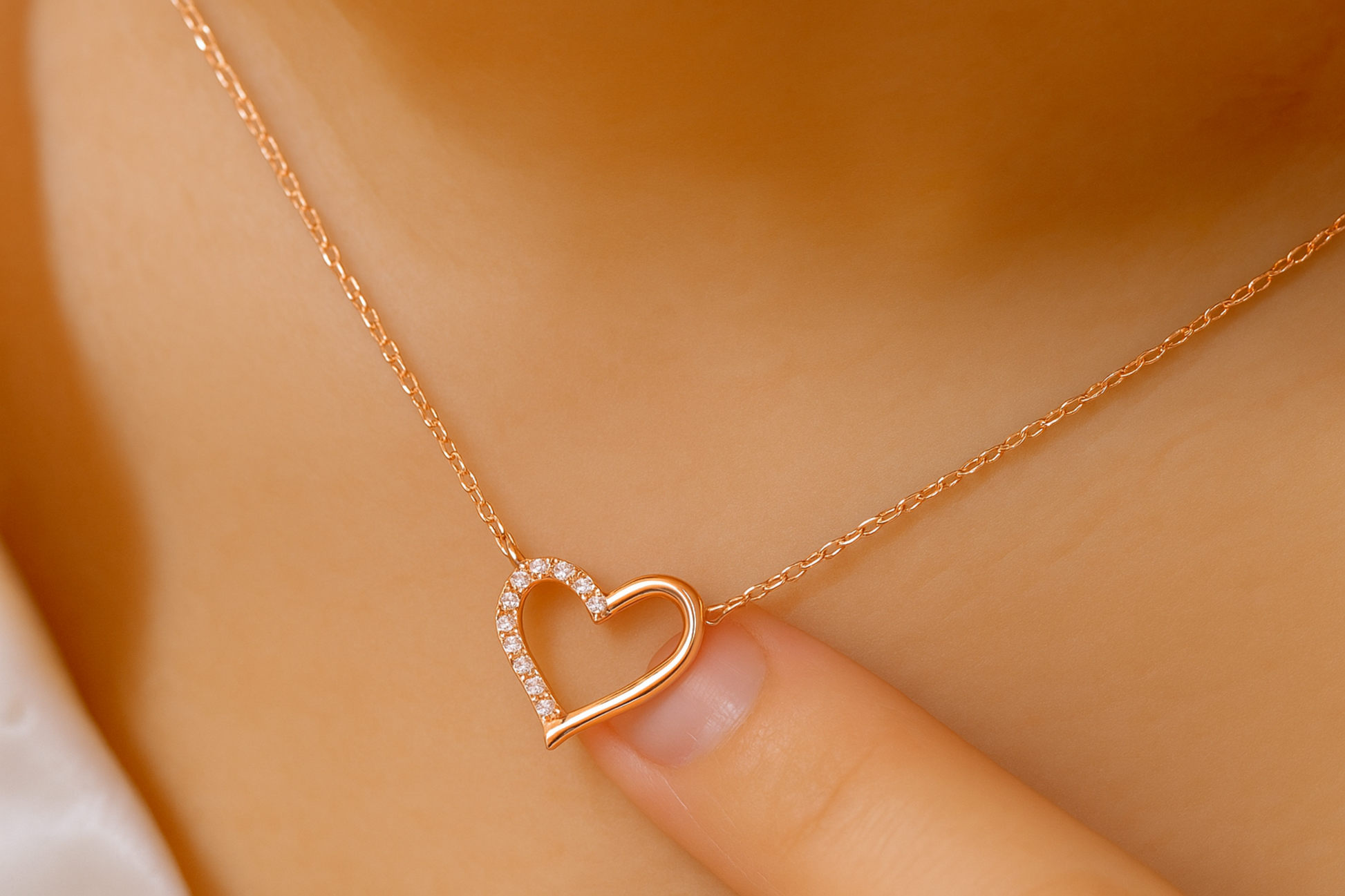 Elegant Heart Pendant Necklace with Synthetic Zirconia