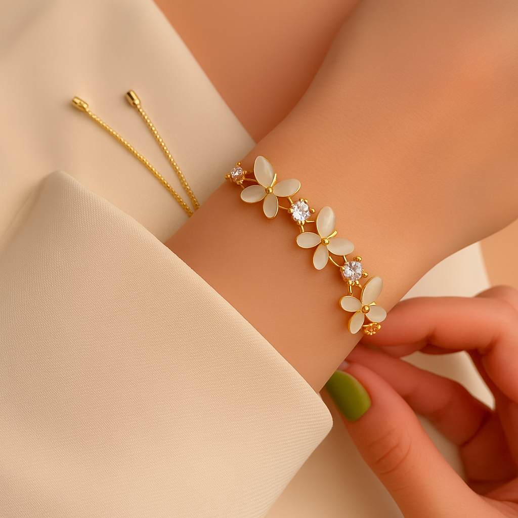 Butterfly Bracelet with Zirconia and Cat's Eye Accents
