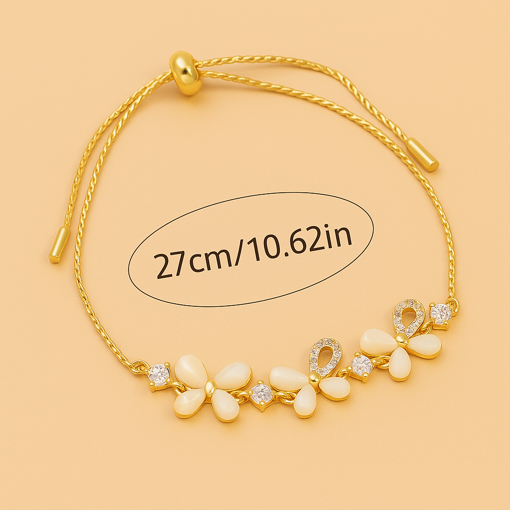 Butterfly Bracelet with Zirconia and Cat's Eye Accents