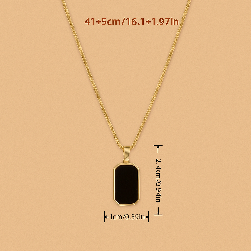 Zwarte Titanium Geometric Ketting - Elegant Unisex Sieraad