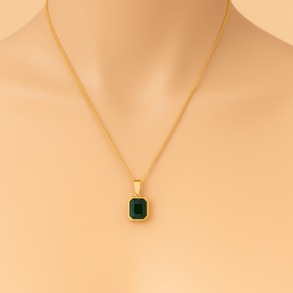Classic Green Acrylic Pendant Necklace - Elegant Jewelry