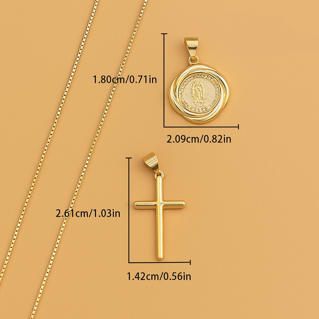 Zirconia Maria pendant necklace - Detachable cross charm