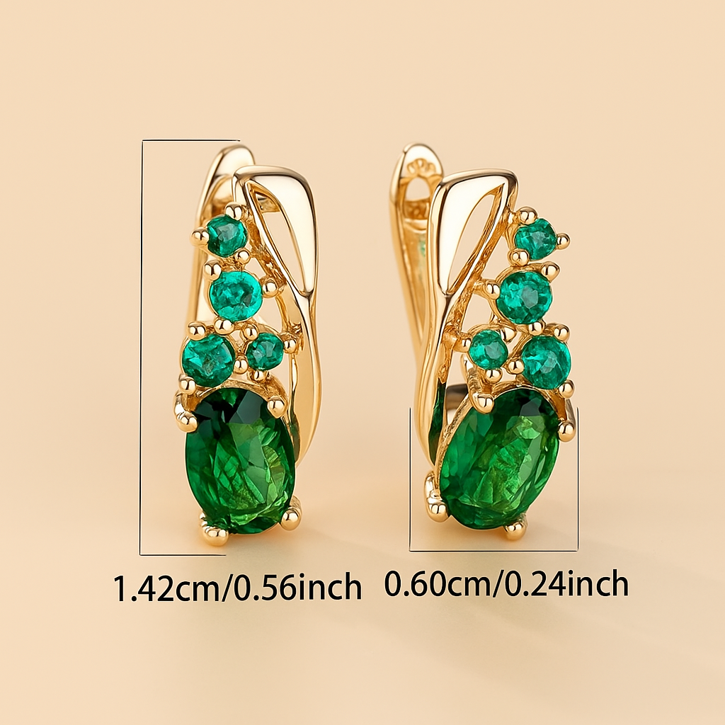 Issa - Elegant earrings with green stone pendant