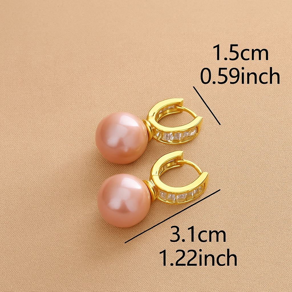 Chic hoop earrings with pink pearl