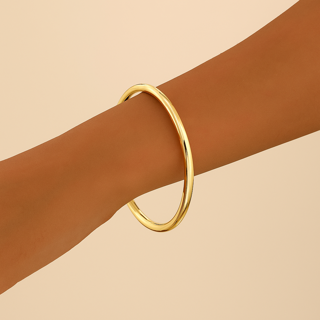 Elegant Golden-Tone Thin Tube Bangle
