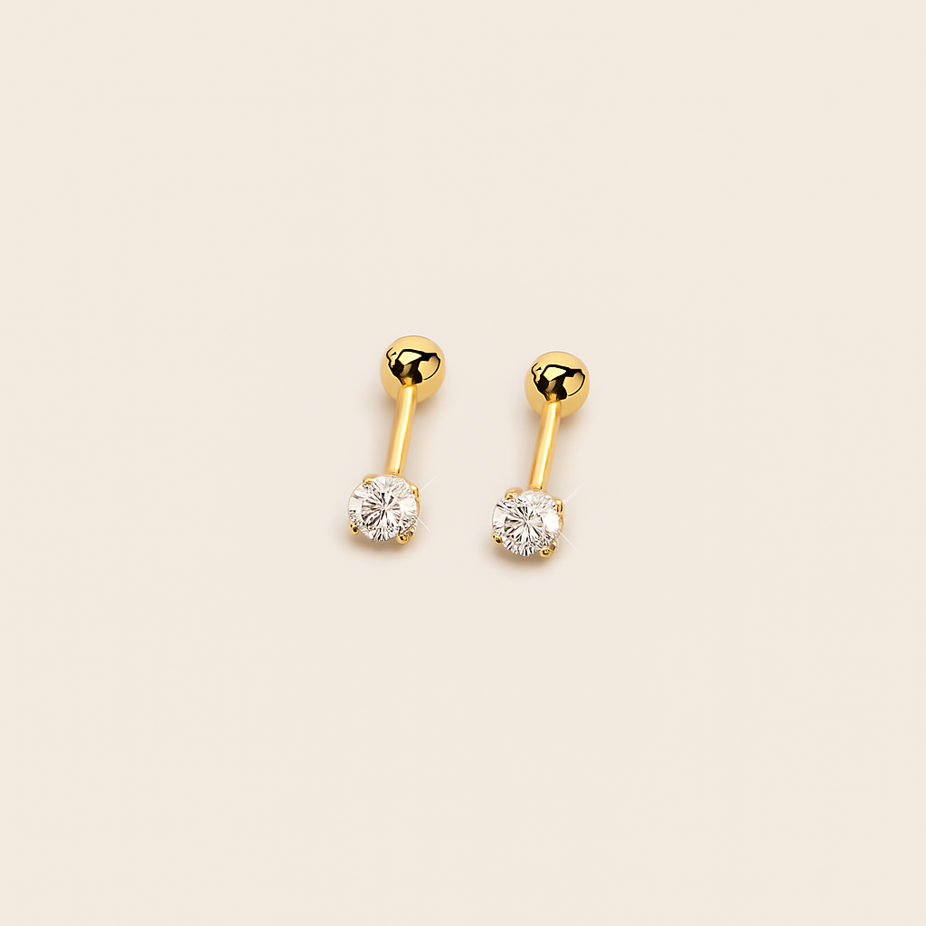 Minimalist Four-Claw Twisted Round Cubic Zirconia Stud Earrings