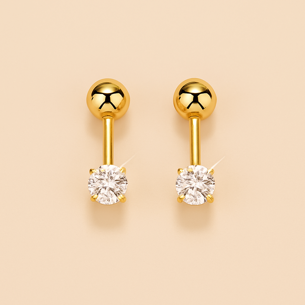 Minimalist Four-Claw Twisted Round Cubic Zirconia Stud Earrings