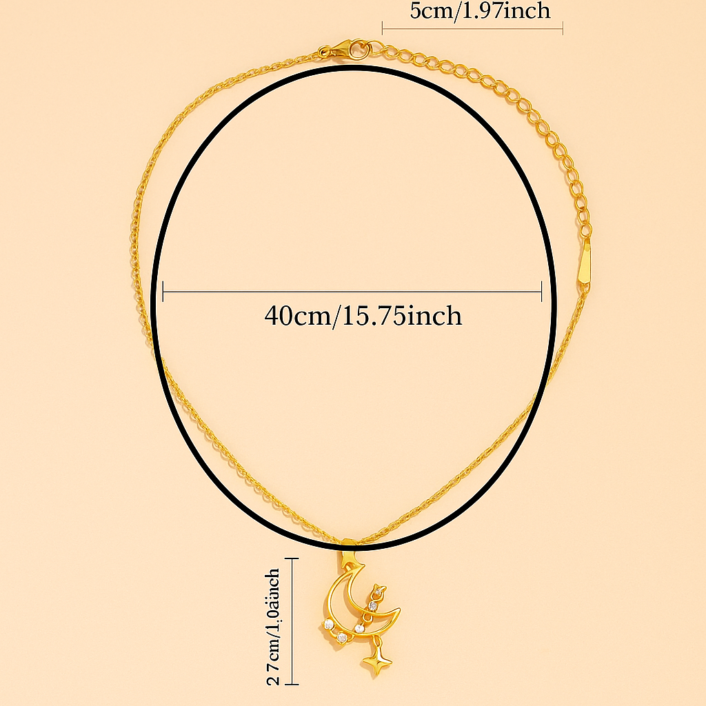 Moon Pendant Necklace with Sparkling Zirconia – Romantic Jewelry for Her