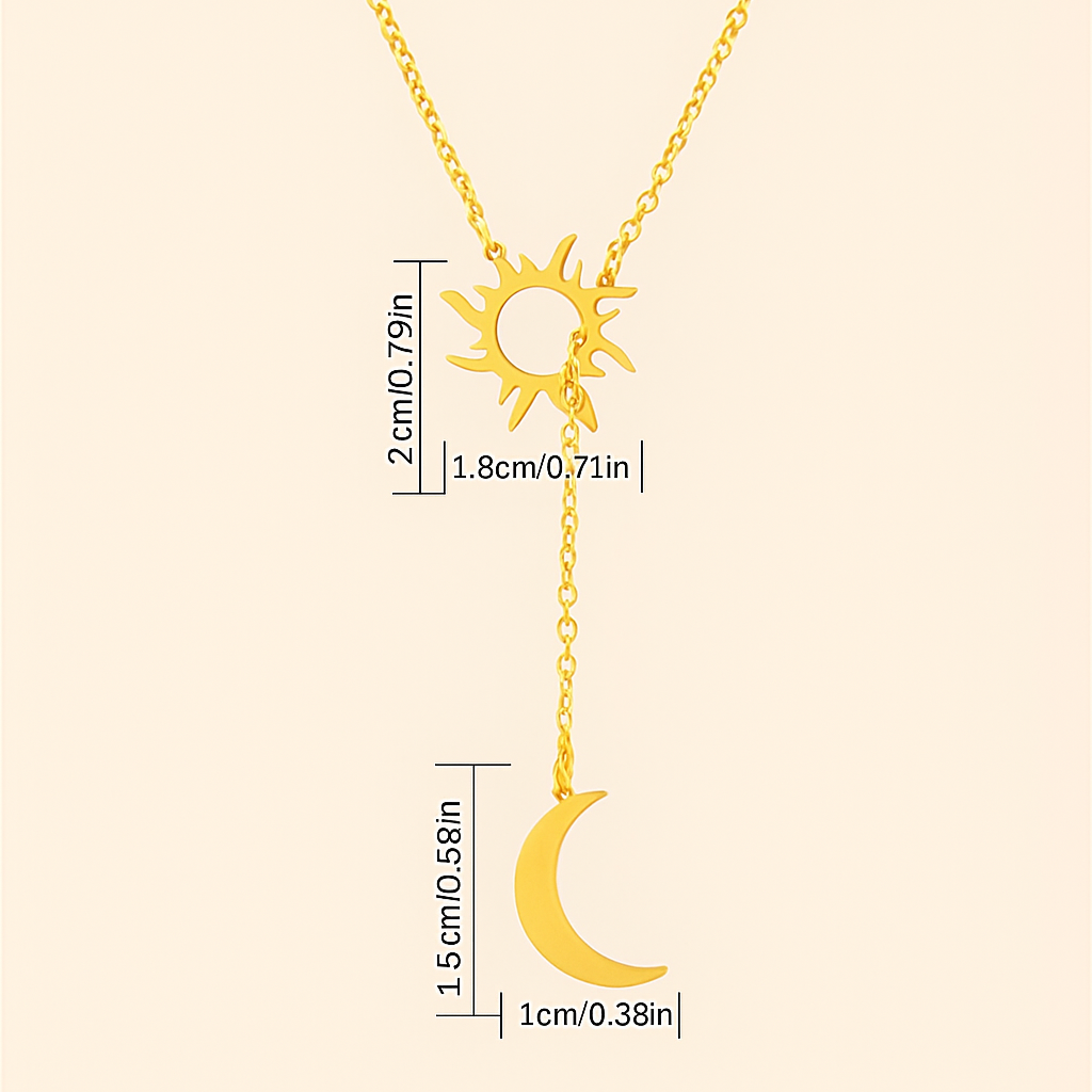 Delicate Sun & Moon Necklace – Minimalist Pendant Design
