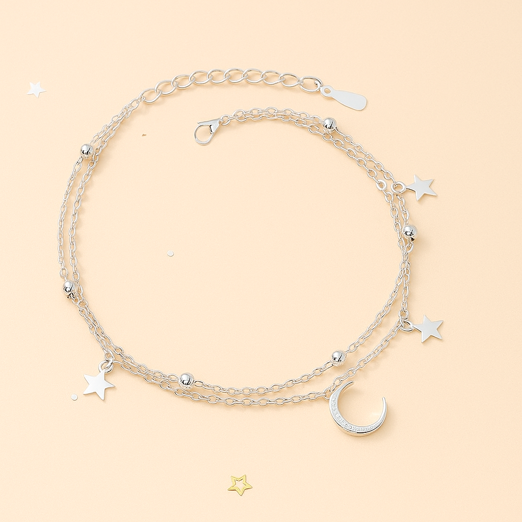 Adjustable Women’s Chain with Sparkling Synthetic Zirconia