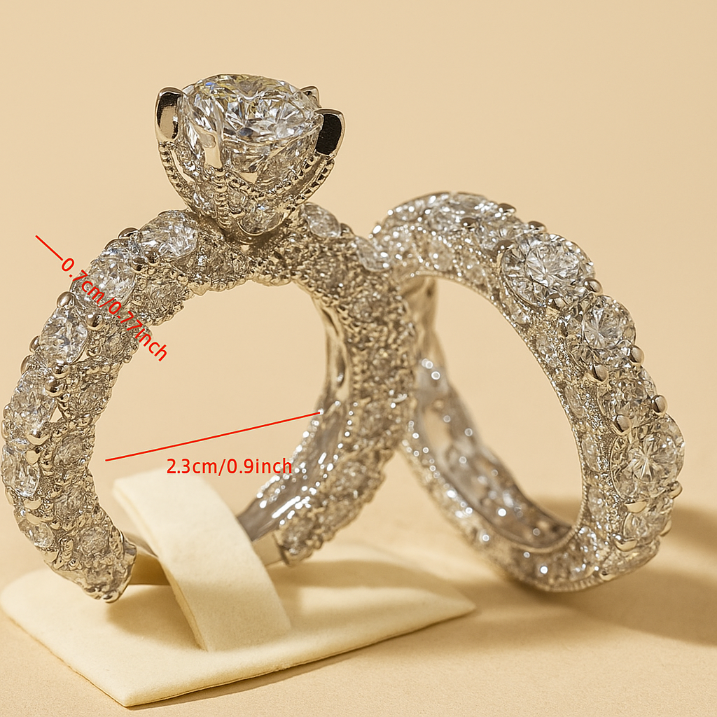 Romantic Rhinestone Ring Set – Perfect for Engagement