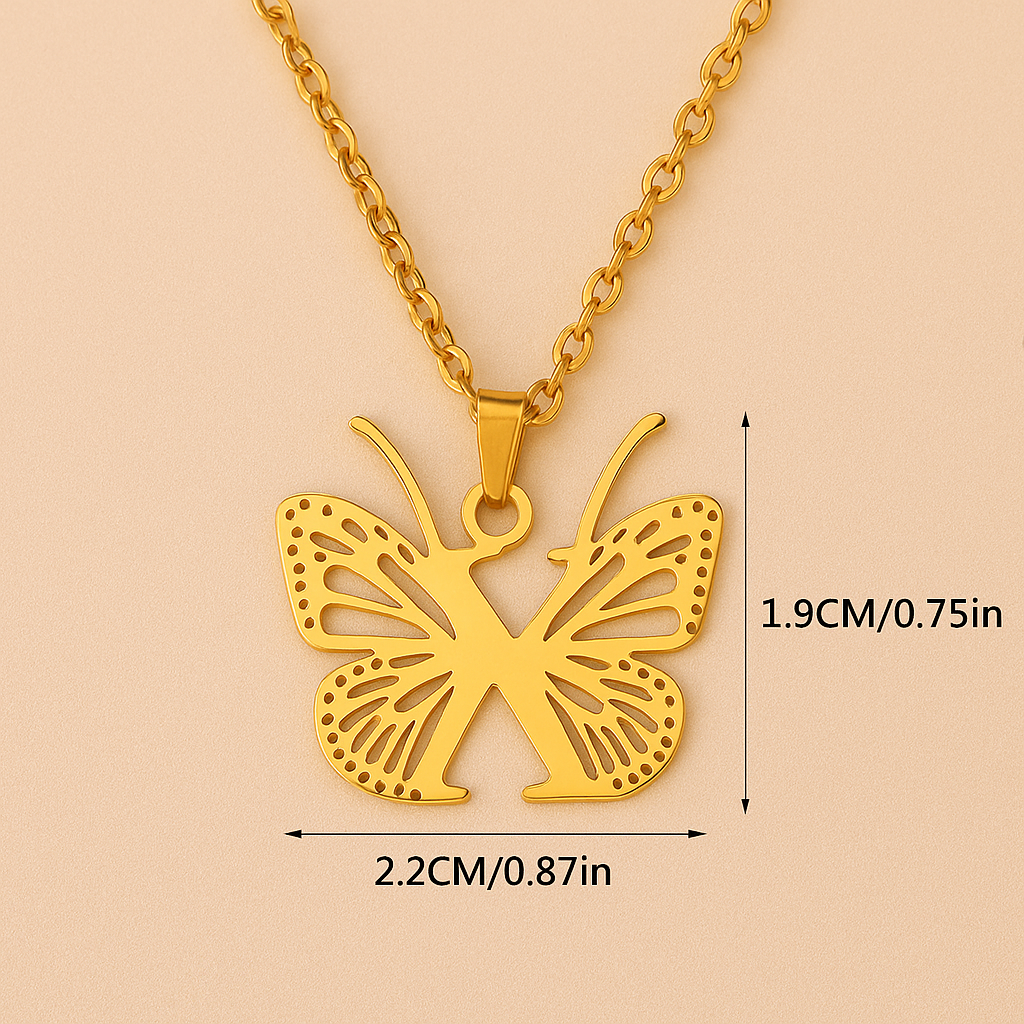 Personalized Initial Necklace with Butterfly Pendant – Full A–Z Letter Options