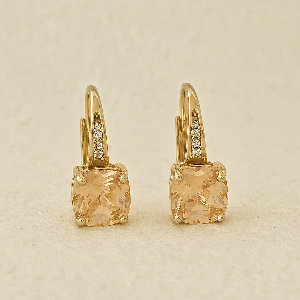 Elegant Copper Drop & Dangle Earrings with Synthetic Cubic Zirconia