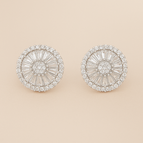 14K Gold-Plated Geometric Stud Earrings with Sparkling Synthetic Zirconia