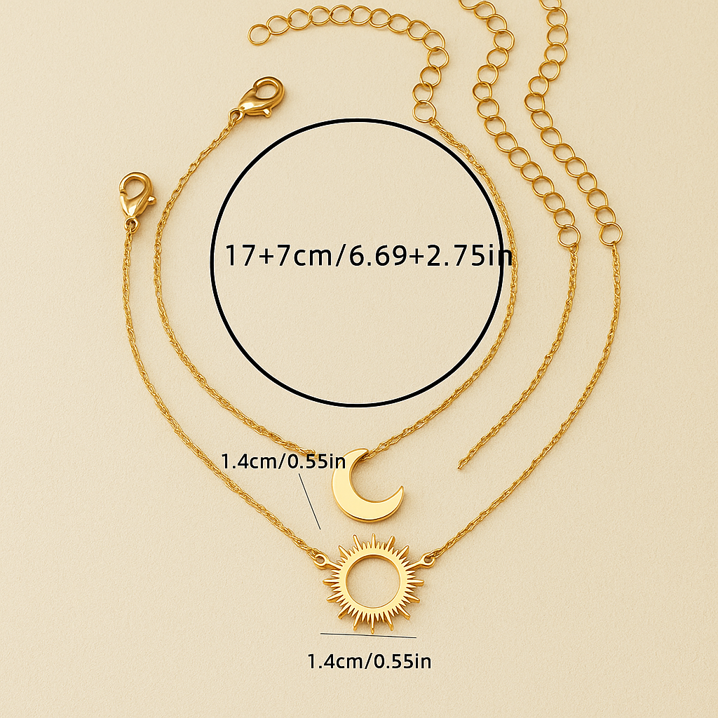 Celestial Duo: Sun and Moon Bracelet Set – Elegant 2-Piece Jewelry