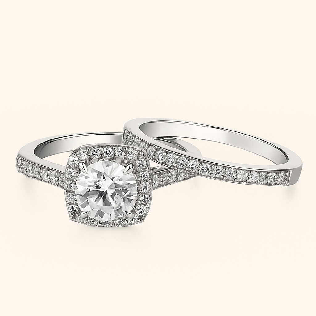 Elegant Gold-Plated Ring Set – Imitation Zirconia for Timeless Glamour