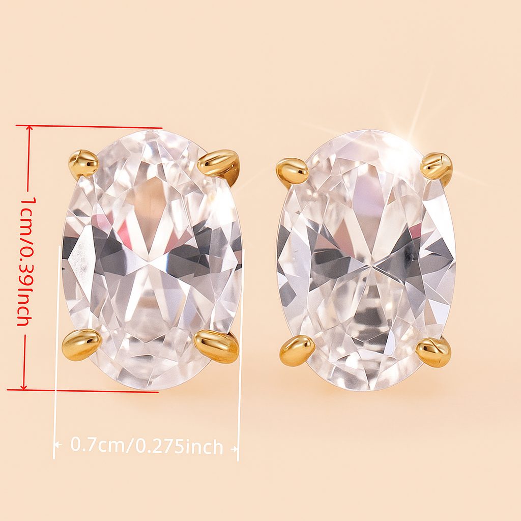 Dainty Oval Synthetic Zirconia – Four-Prong Setting for Subtle Elegance