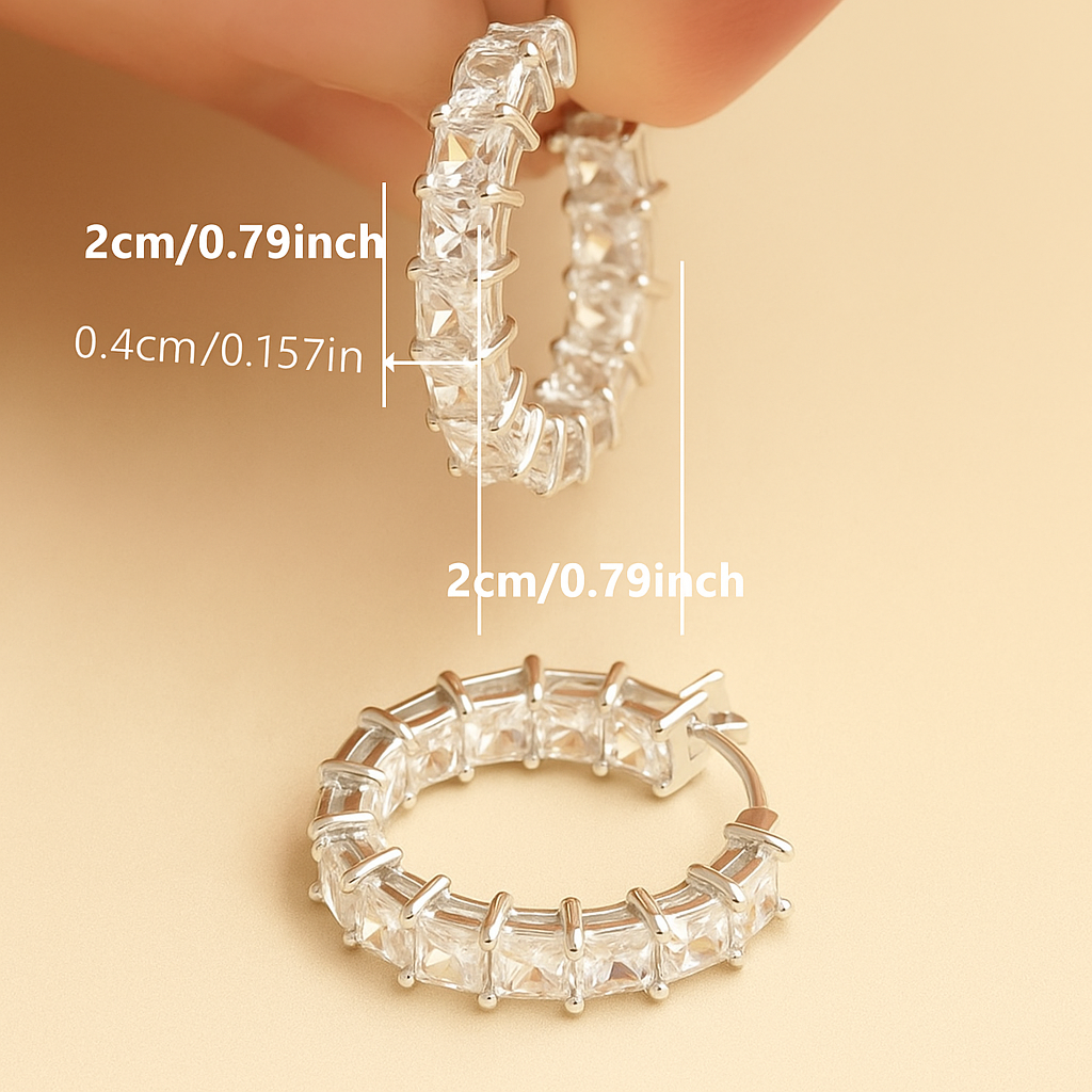 Elegant Square Hoop Earrings for Women – Accented with Dazzling Zirconia