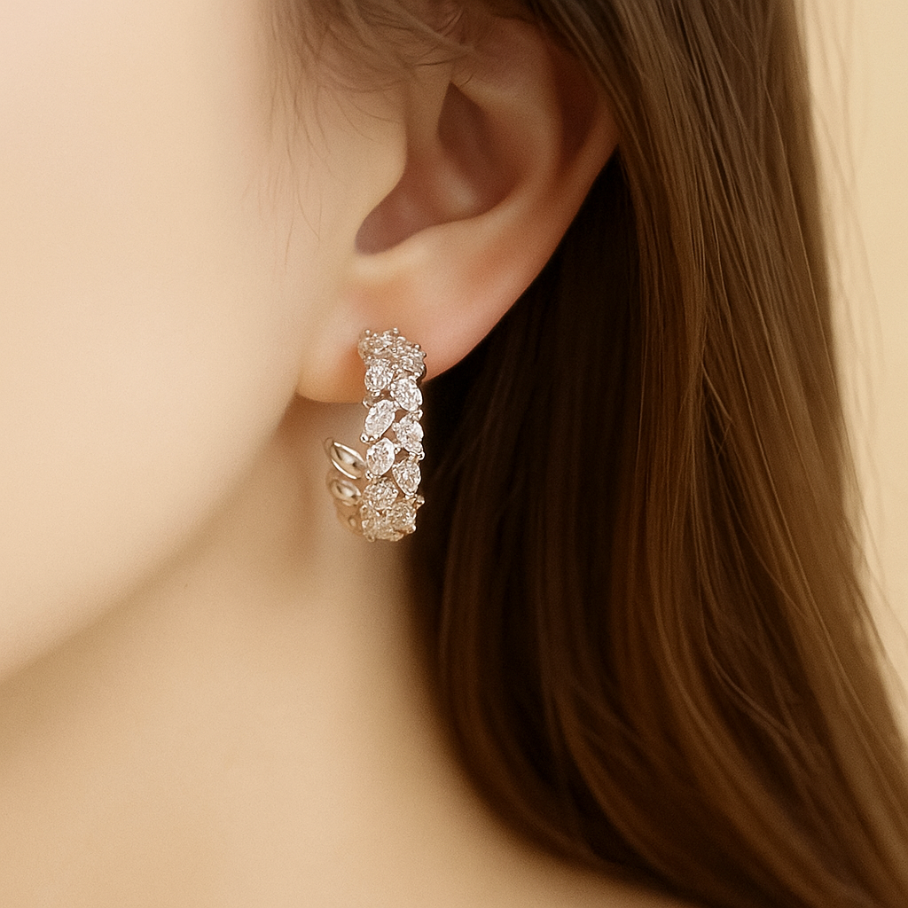 Elegant Women's Circular Earrings – Embellished with Sparkling Zirconia