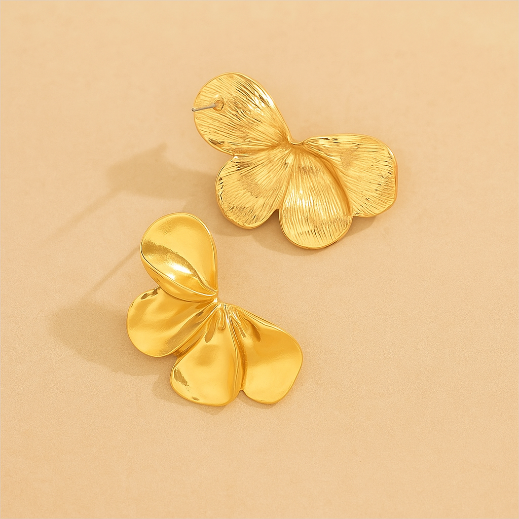 Golden Bloom – Elegant Floral Geometry Earrings for Her