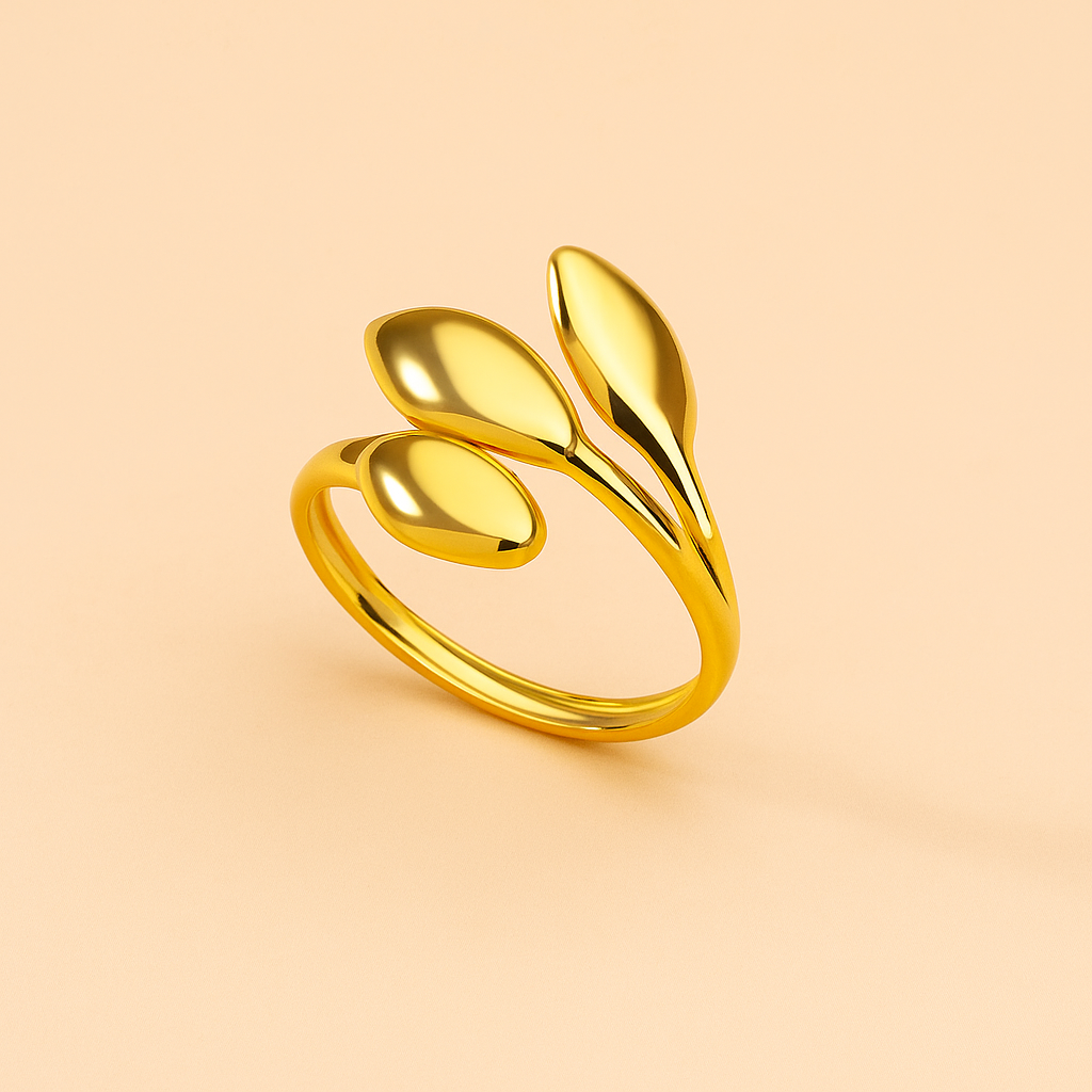 Whispering Willow – Elegant Leaf Design Statement Ring