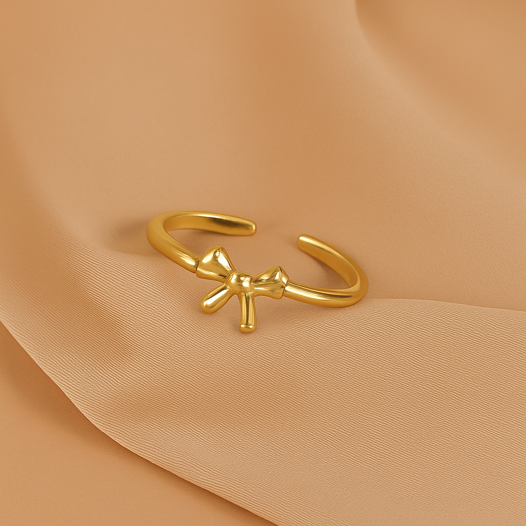 Ballet Charm Bow Ring – Golden Elegance for Gifting & Glamour