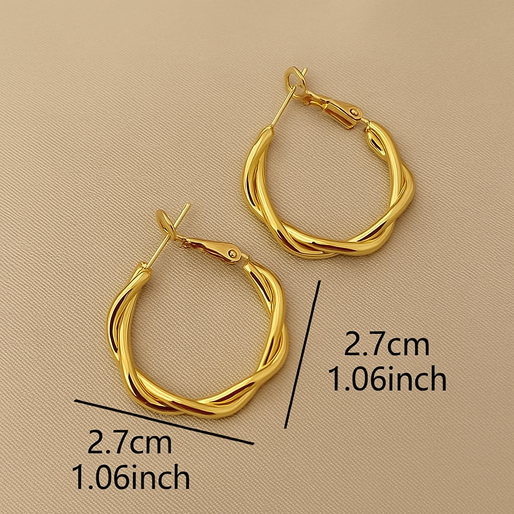 Elegant Gold-Tone Twisted Hoop Earrings