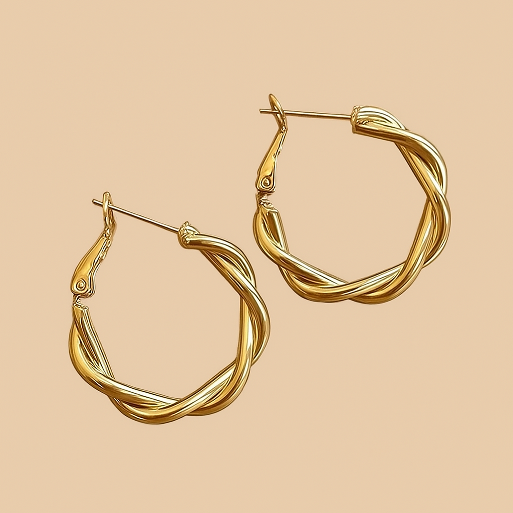 Elegant Gold-Tone Twisted Hoop Earrings