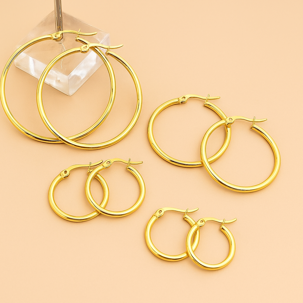 Women's Gold Hoop Earring Set – 4 Stylish Pairs