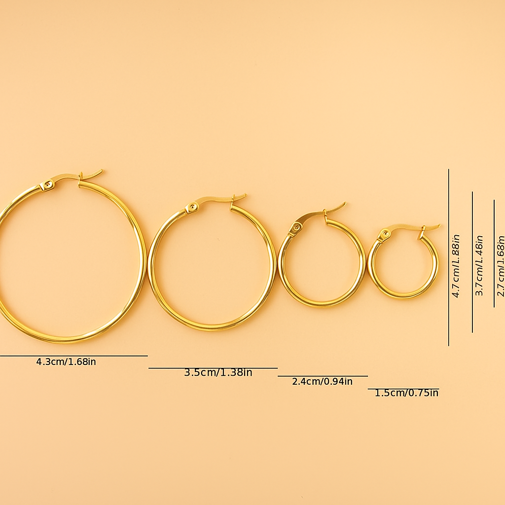 Women's Gold Hoop Earring Set – 4 Stylish Pairs