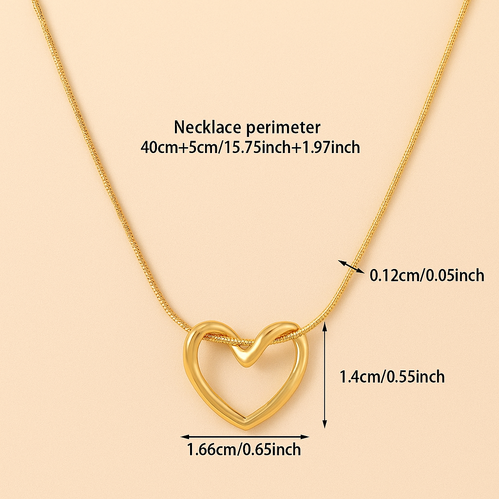 Women's Openwork Heart Necklace – Minimalist Layered Gold Chain