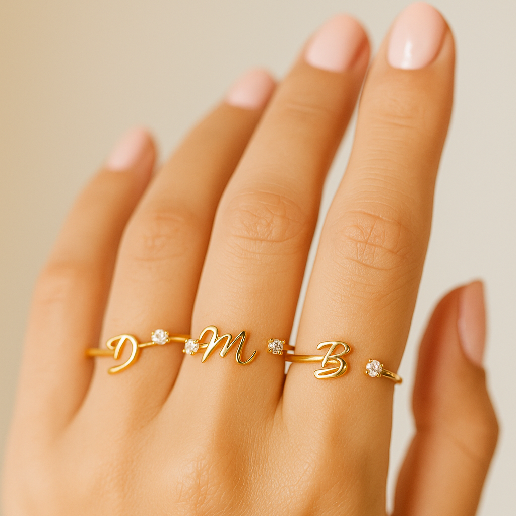 Customizable A–Z Initial Rings for Women – Adjustable Fit