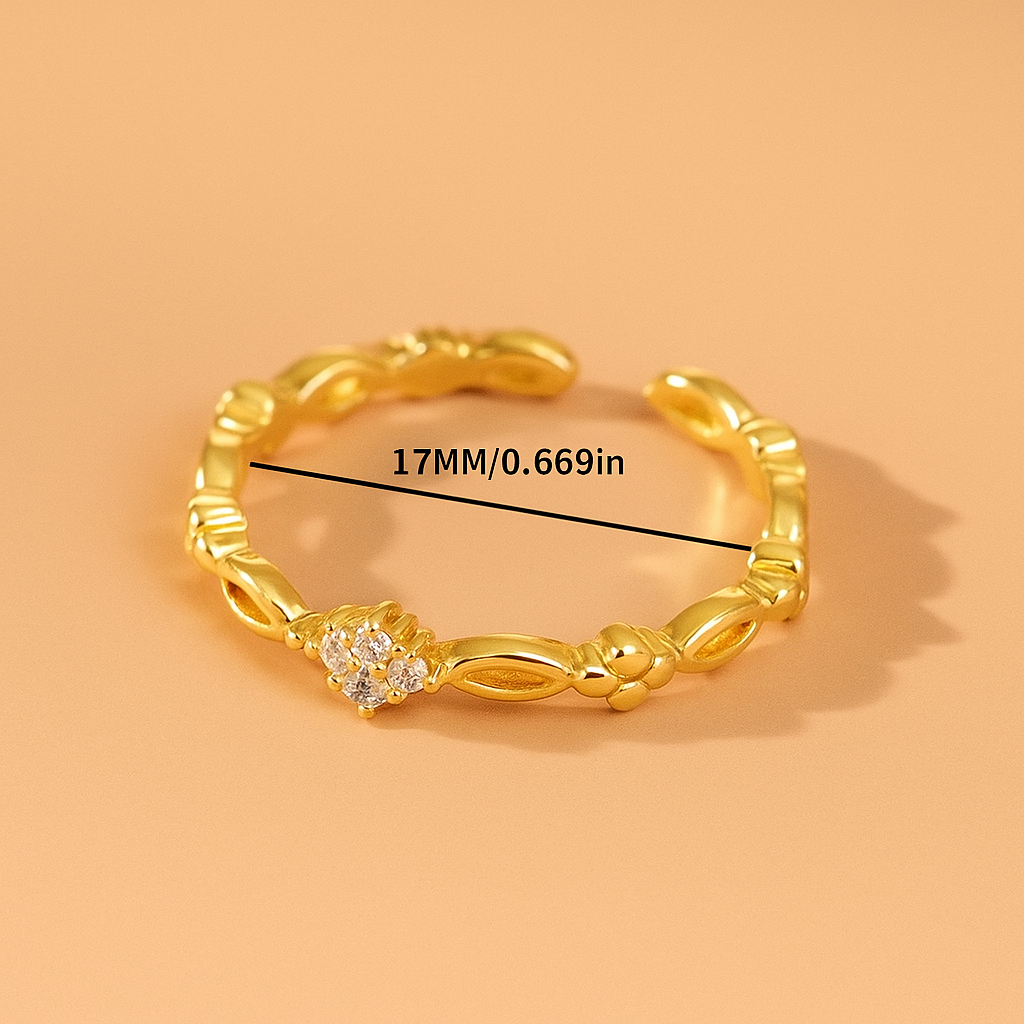 Delicate Copper Open Ring – Inlaid with Sparkling Zirconia