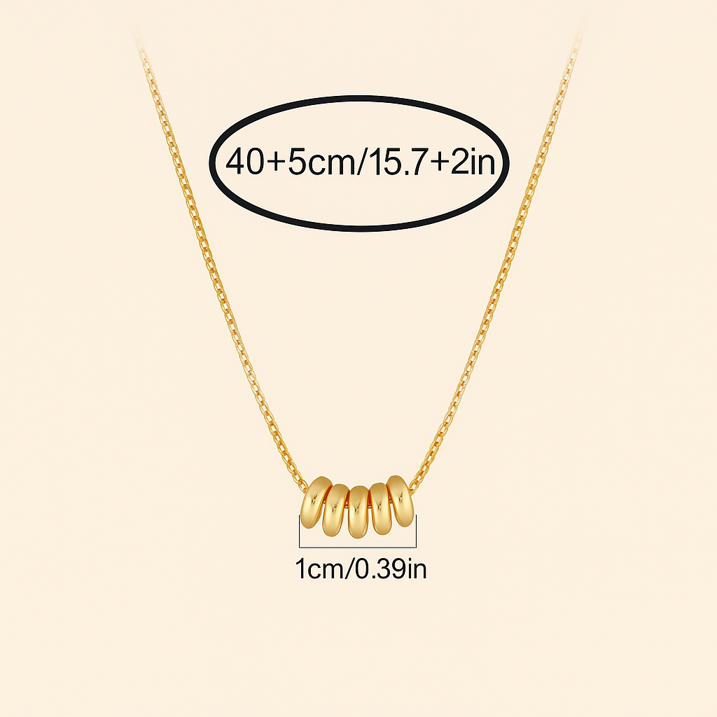 Elegant Five-Bead Pendant Necklace – 18K Gold-Plated Finish
