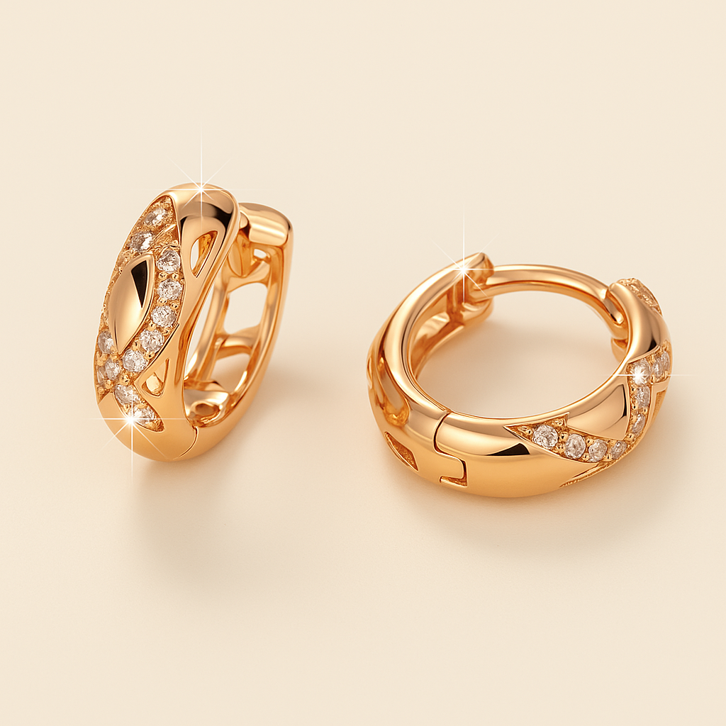 Boho Cross Hoop Earrings – Elegant Design with Sparkling Zirconia