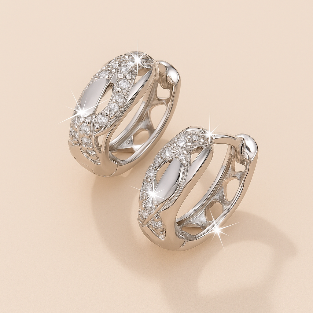 Boho Cross Hoop Earrings – Elegant Design with Sparkling Zirconia