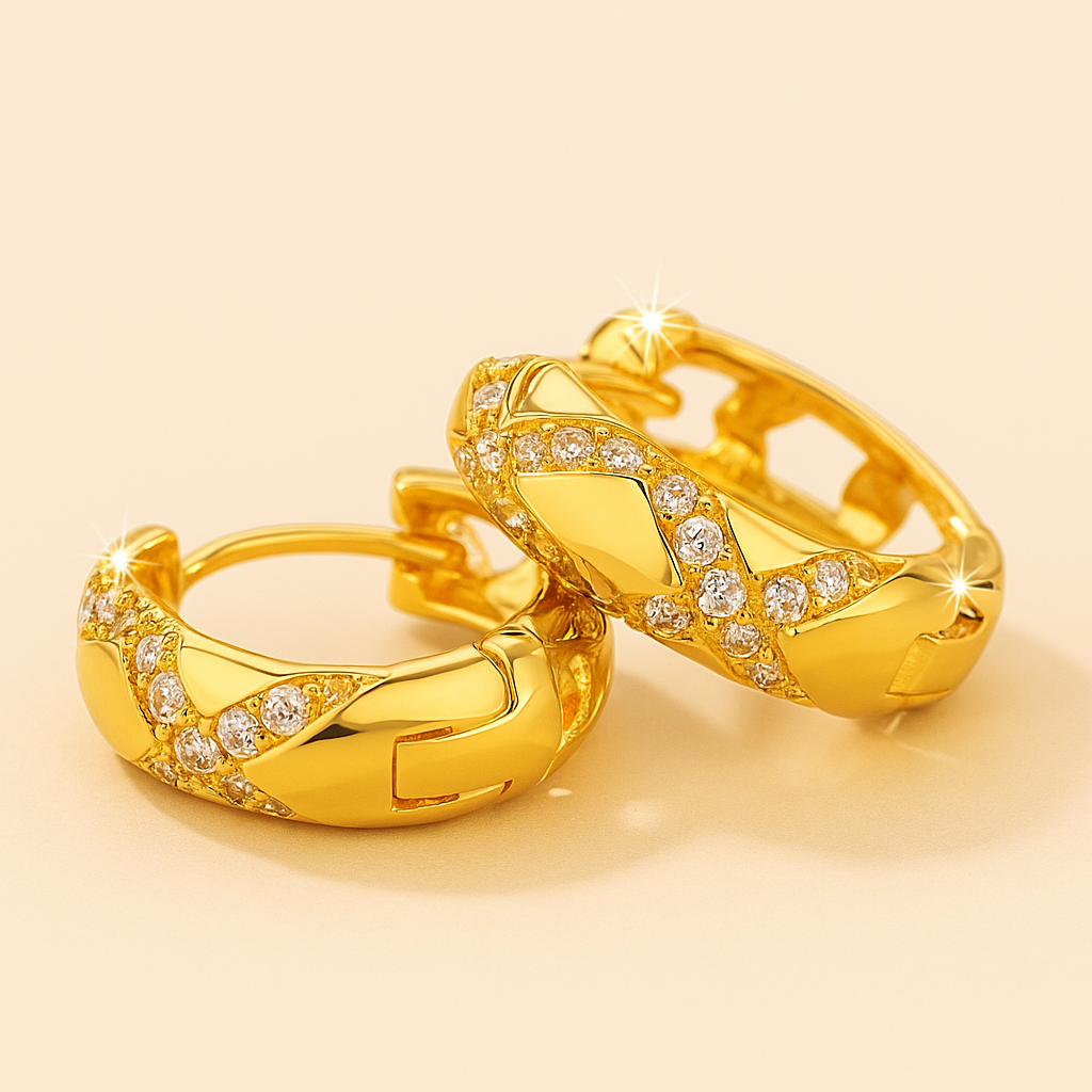 Boho Cross Hoop Earrings – Elegant Design with Sparkling Zirconia
