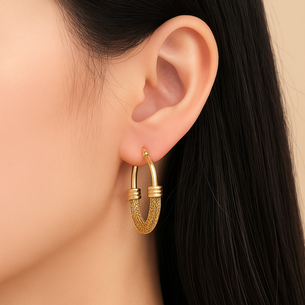 3-Pair Mesh Rice Ear Earrings Set – Elegant & Lightweight Design