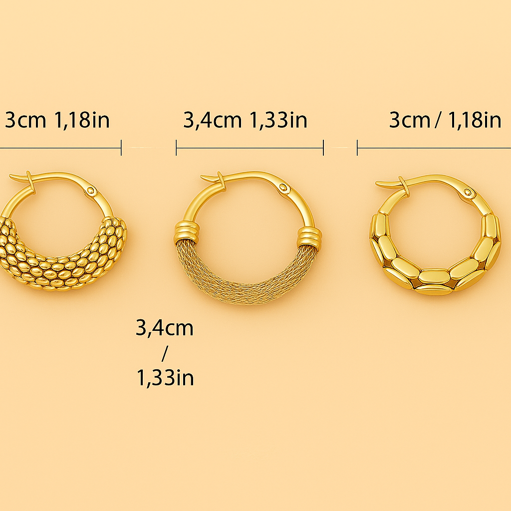 3-Pair Mesh Rice Ear Earrings Set – Elegant & Lightweight Design
