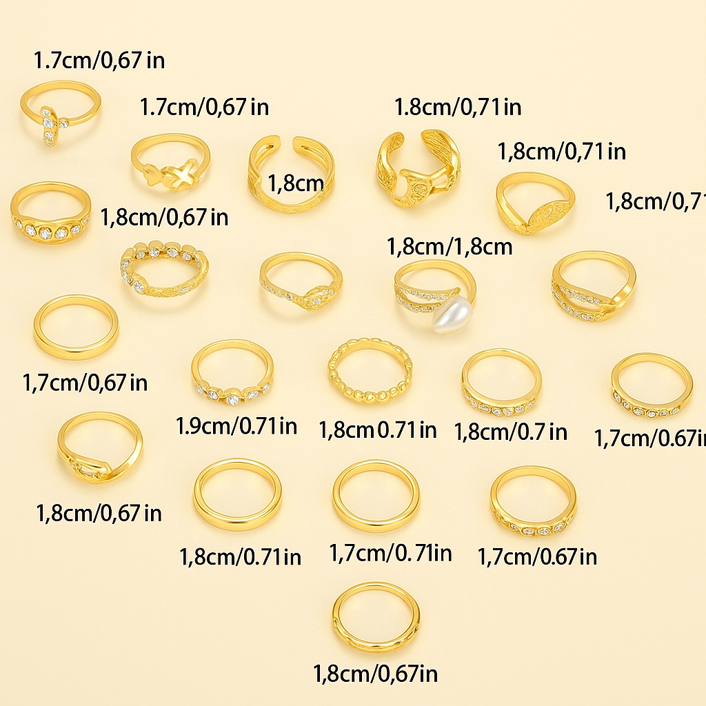22-Piece Vintage Stacking Ring Set – Boho-Inspired & Elegant Styles