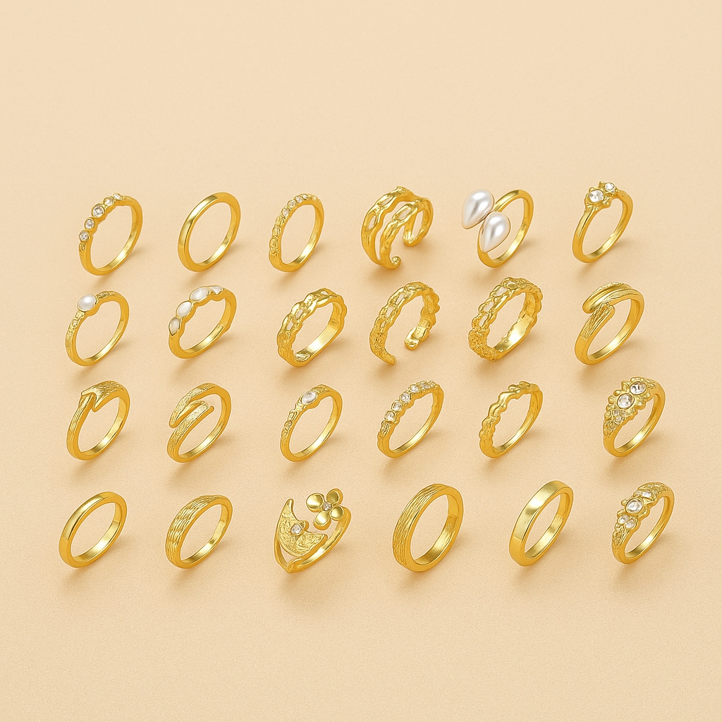 22-Piece Vintage Stacking Ring Set – Boho-Inspired & Elegant Styles