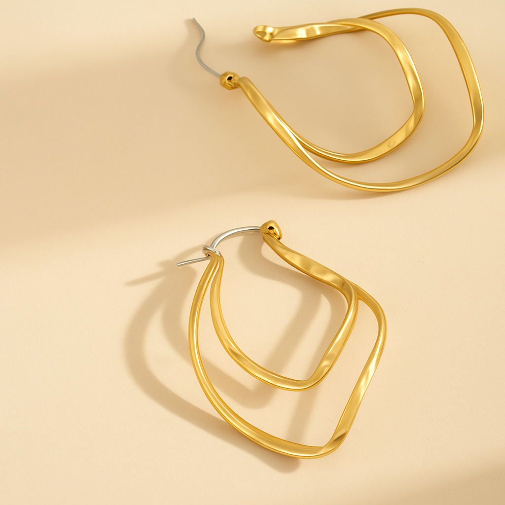 Twisted Double-Layer Hoop Earrings – Unique & Stylish Design