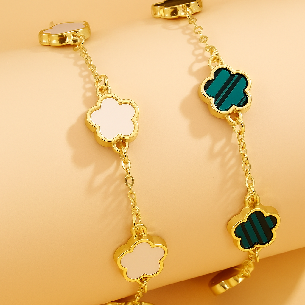 Delicate Flower Chain Bracelet Set – Colorful & Lightweight